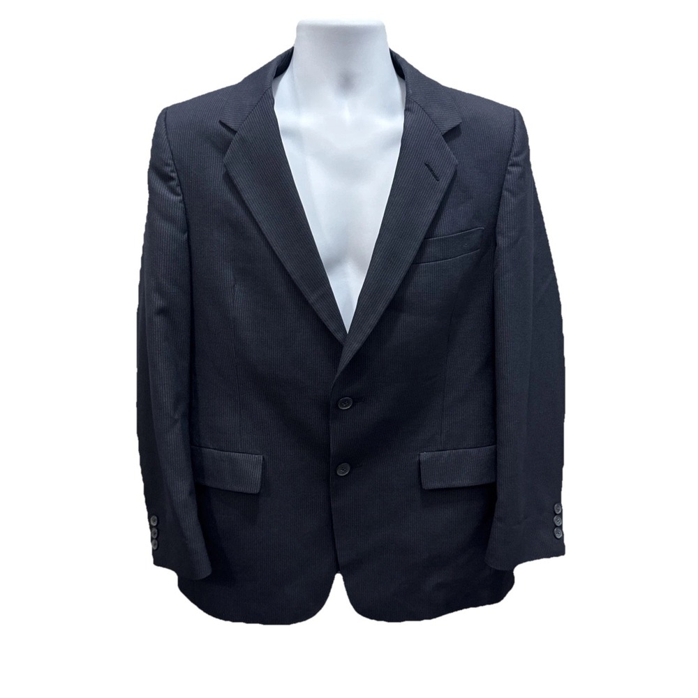 VTG Christian Dior USA Made Men's 40R‎ Navy Striped 100% Wool 2 Buttons Blazer